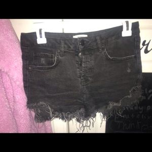 black jean shorts
